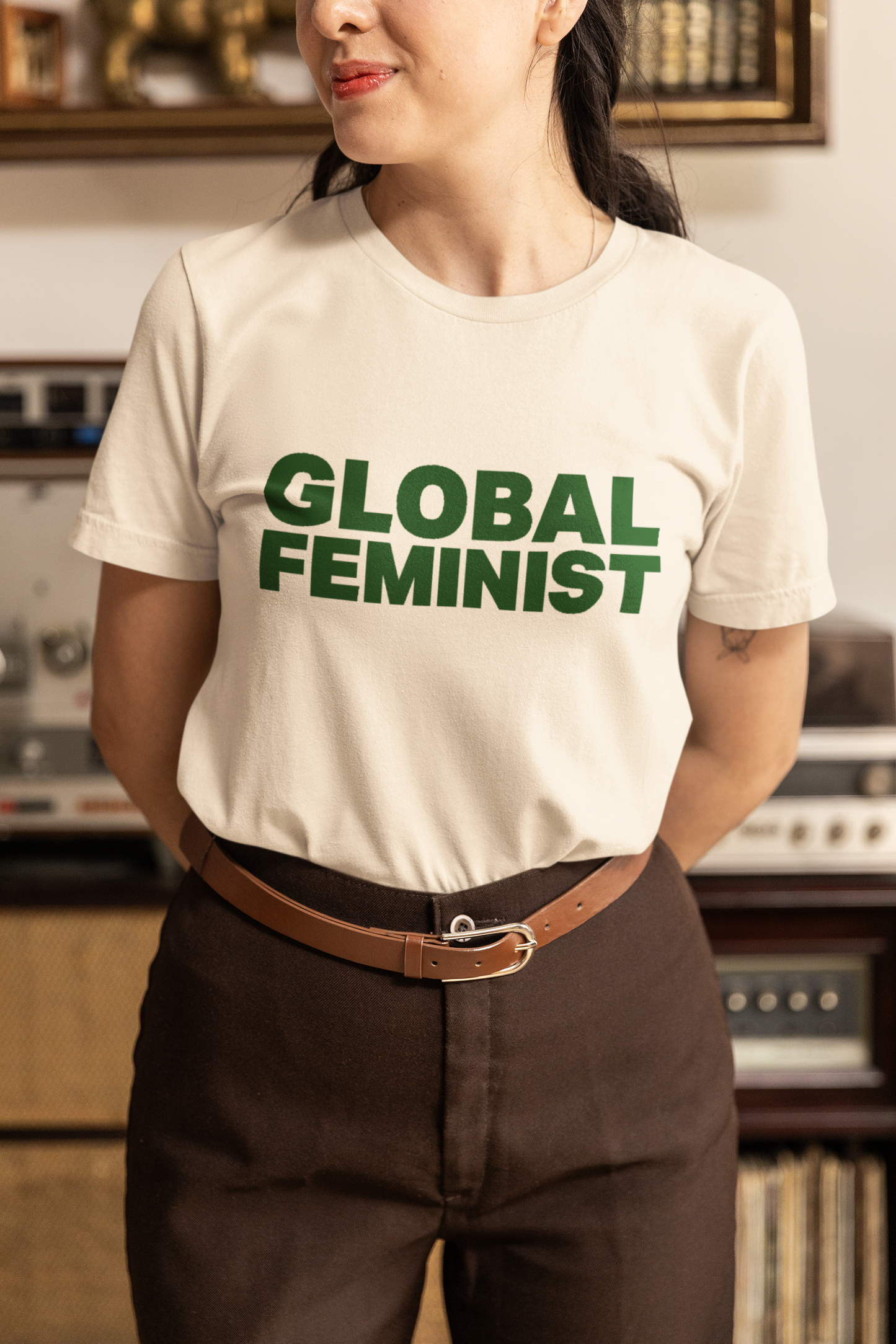 GLOBAL FEMINIST NATURAL (UNBLEACHED) UNISEX TSHIRT